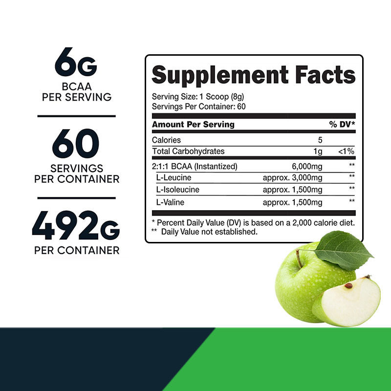 Порошок BCAA для здоровья Спортивное питание поддерживает рост мышц Энергетический напиток