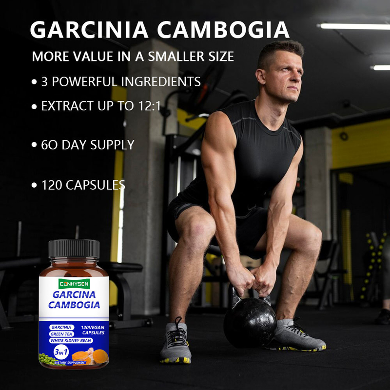 Капсулы Garcinia Cambogia для частных марок. Комплексная добавка 3-в-1 поддерживает баланс тела с зеленым чаем