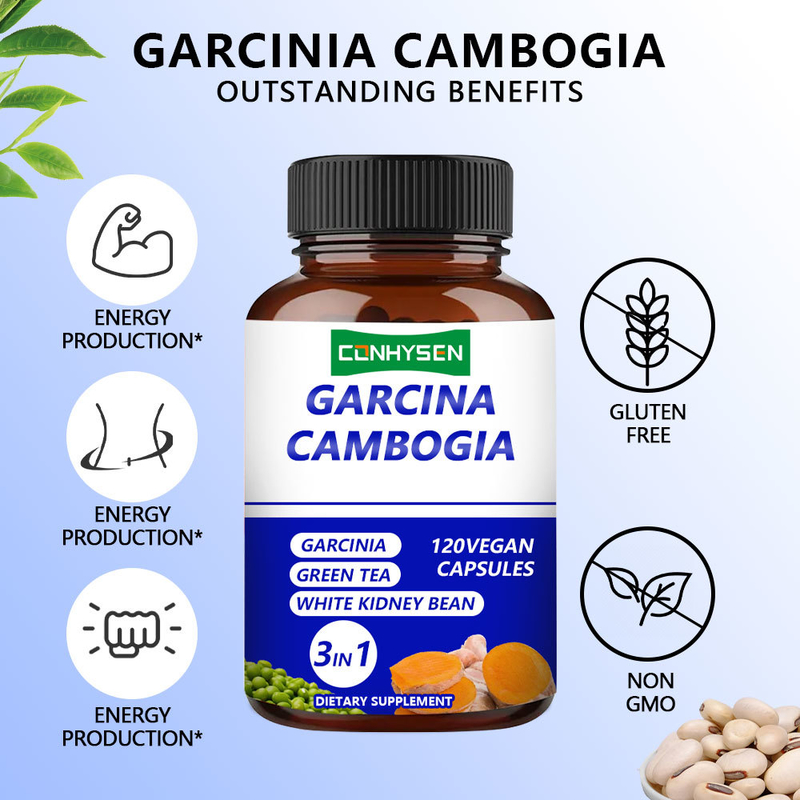 Капсулы Garcinia Cambogia для частных марок. Комплексная добавка 3-в-1 поддерживает баланс тела с зеленым чаем