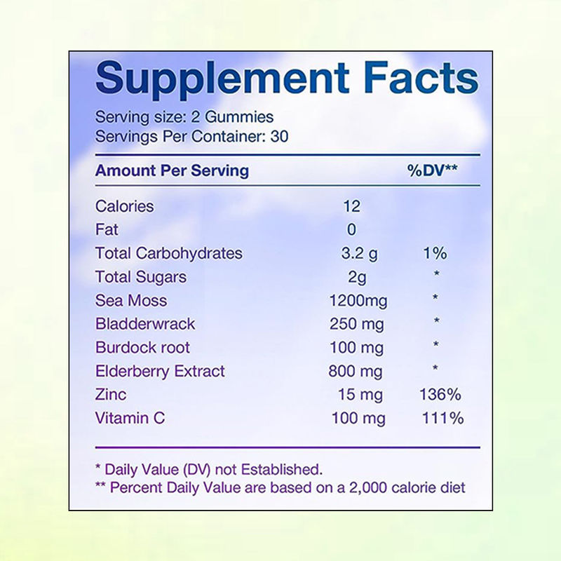 Море мох жвачки с витамином С Цинк поставщик фабрика для антиоксидантной поддержки