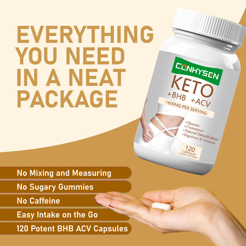 Капсулы Private Label Keto+ACV+BHB с BHB и яблочным уксусом для контроля веса, повышения энергии, концентрации и сжигания жира