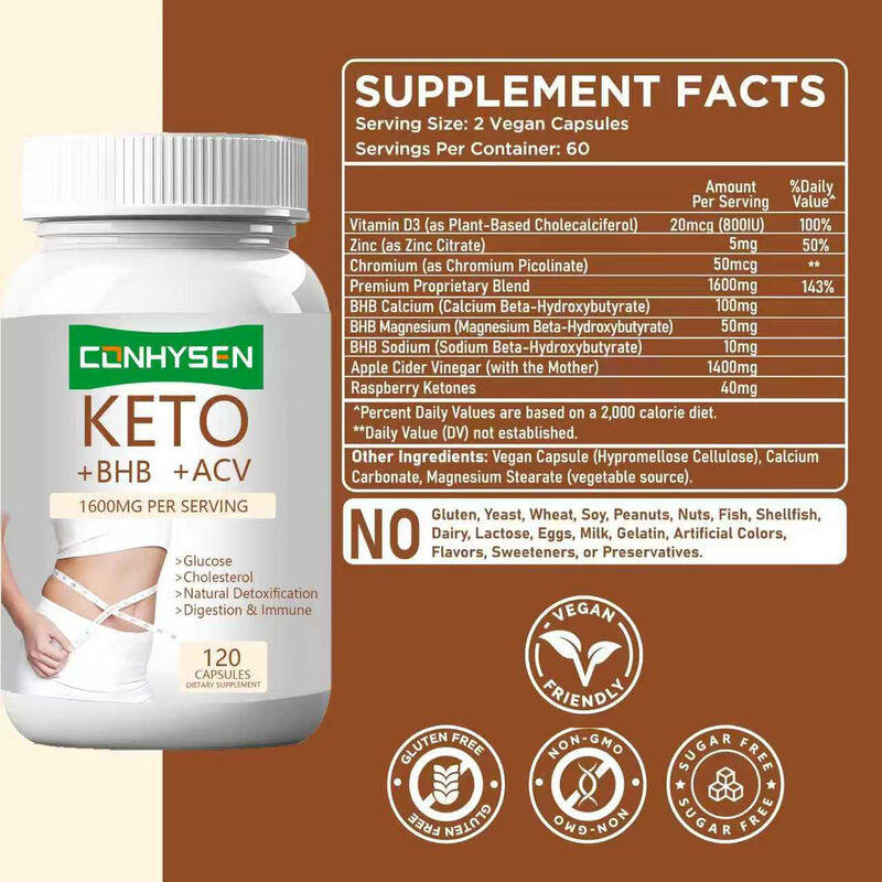 Капсулы Private Label Keto+ACV+BHB с BHB и яблочным уксусом для контроля веса, повышения энергии, концентрации и сжигания жира