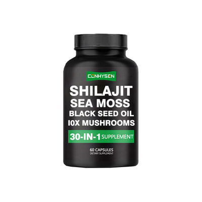 Капсулы Шиладжит (мумиё) 10X с грибами для ясности ума, 30 мощных ингредиентов